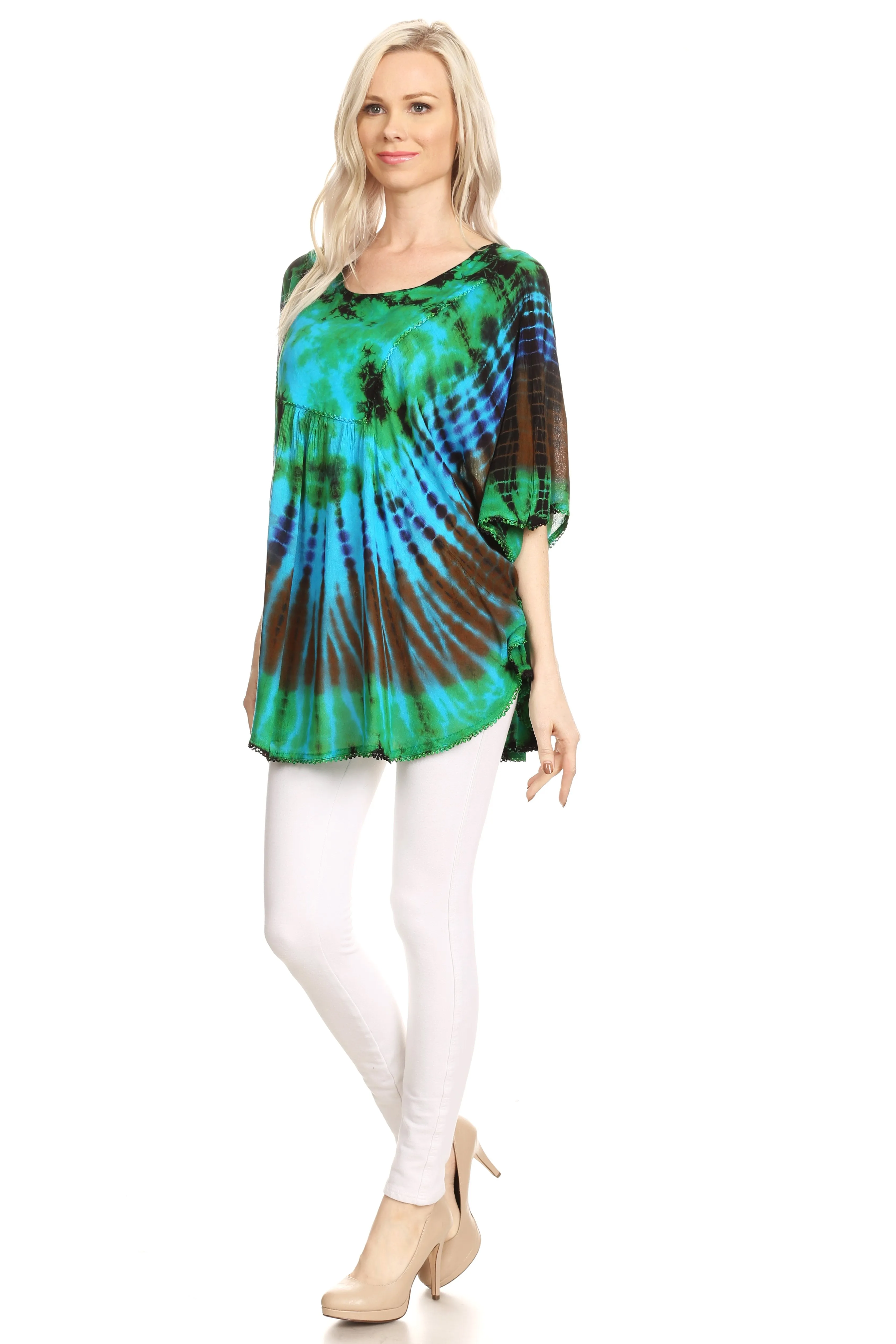 Sakkas Sunia Tie Dye Caftan Sleeve Blouse | Cover Up