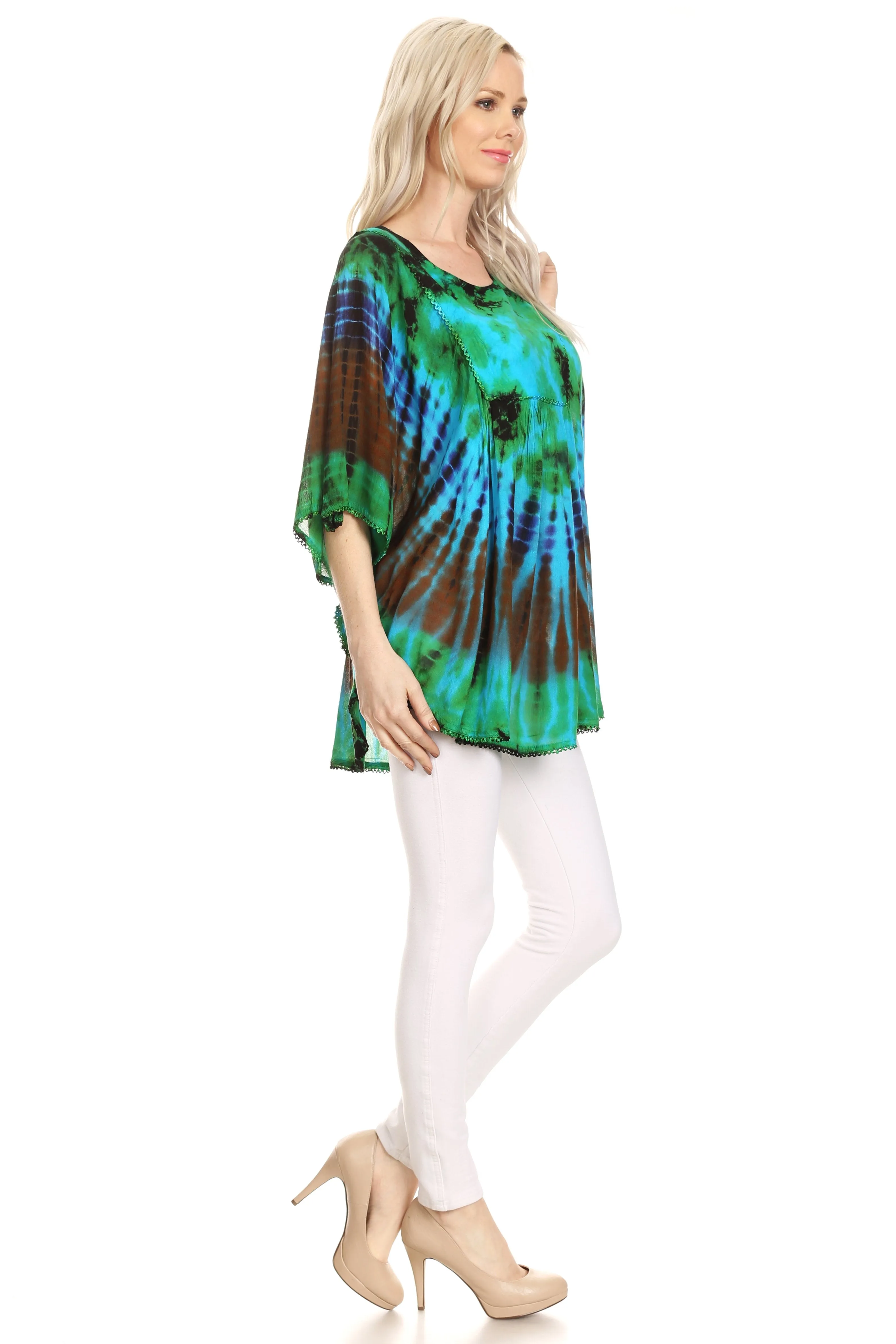 Sakkas Sunia Tie Dye Caftan Sleeve Blouse | Cover Up