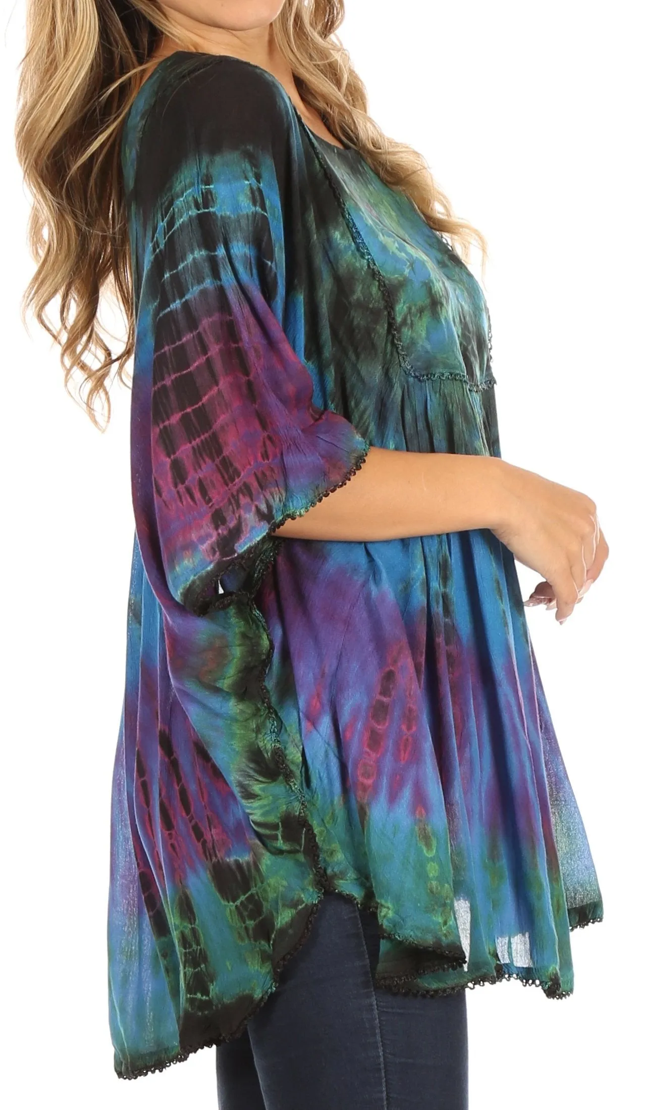 Sakkas Sunia Tie Dye Caftan Sleeve Blouse | Cover Up