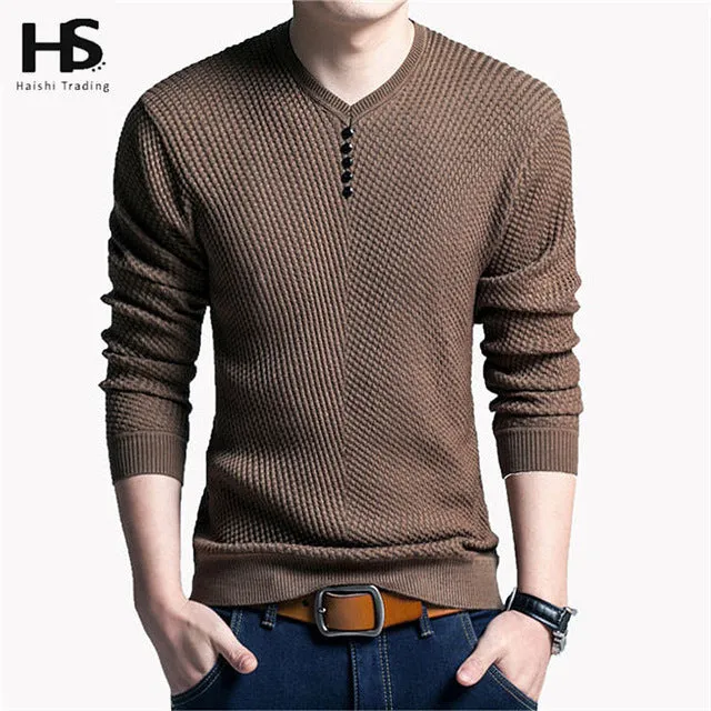 Solid Color Pullover Men V Neck Sweater Men Long Sleeve Shirt Mens Sweaters Wool Casual Dress Brand Cashmere Knitwear Pull Homme