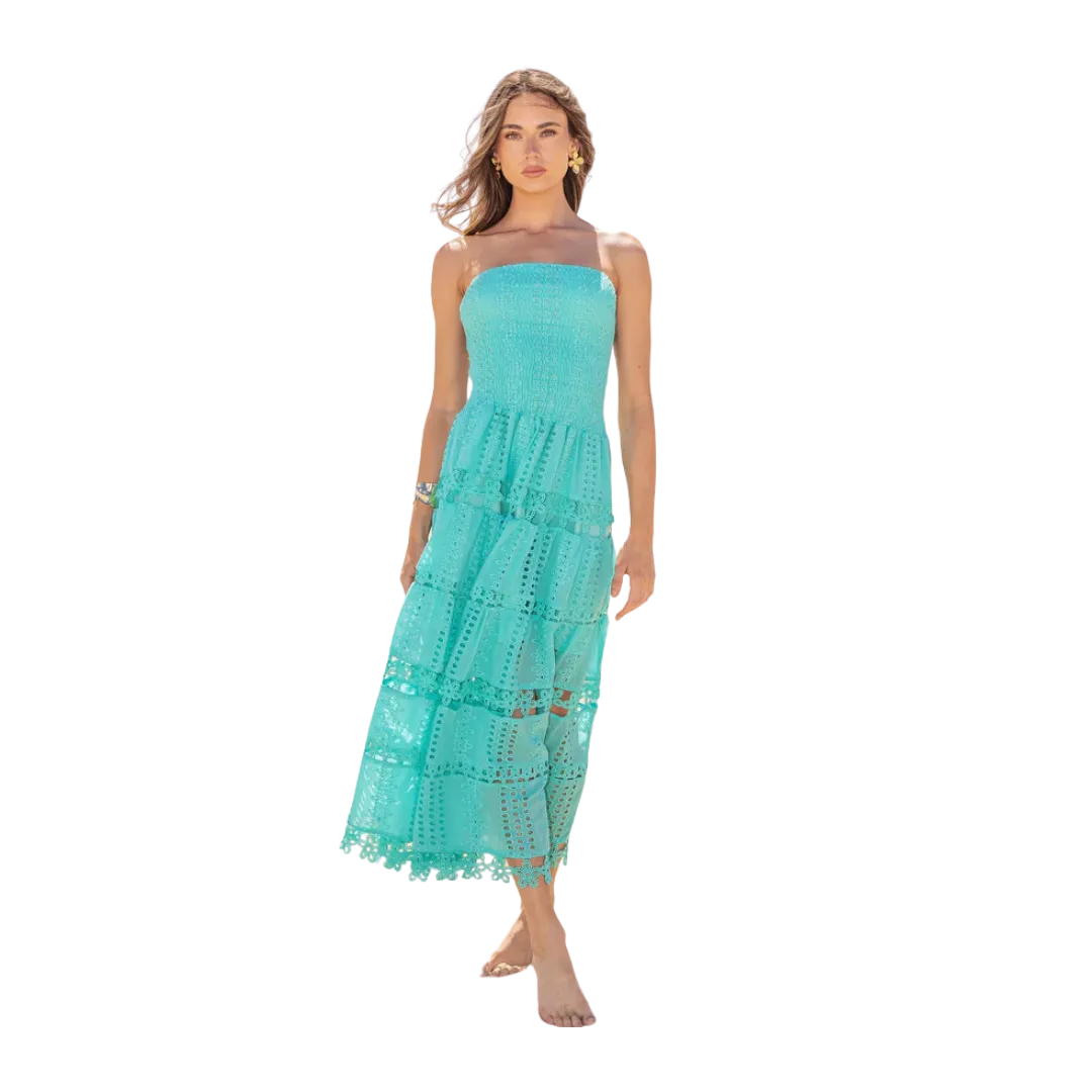 Strut & Bolt Women's Eyelet Midi Tiffany Blue Dress