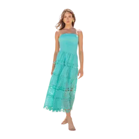 Strut & Bolt Women's Eyelet Midi Tiffany Blue Dress