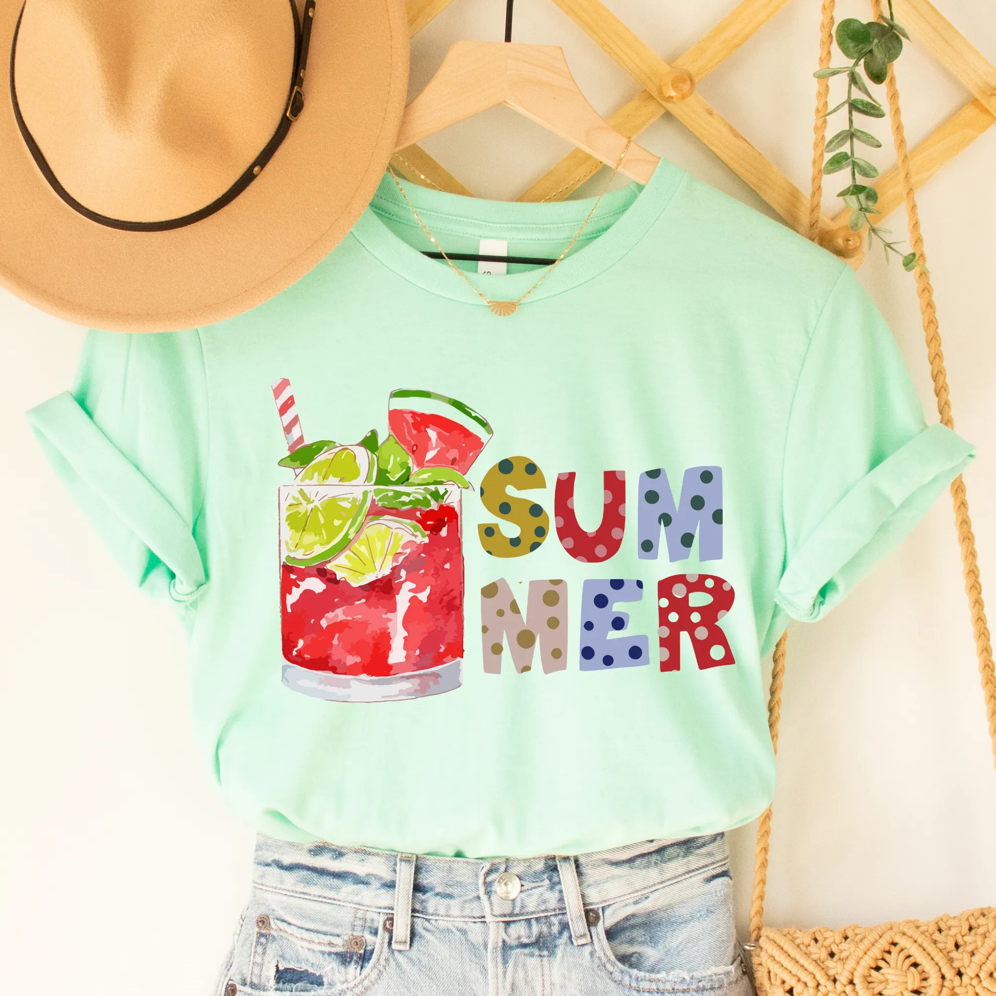 Summer Margarita Unisex Bella Canvas® T-shirt Women's Heather Peach, Heather Mint or White Pretty Summer T-Shirts