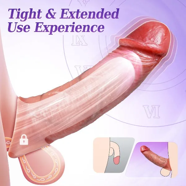 Vibrating Cock Sleeve Sex Toy for Men - APP Remote Controlled Realistic Penis Condom