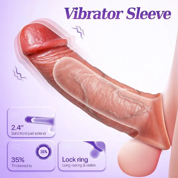 Vibrating Cock Sleeve Sex Toy for Men - APP Remote Controlled Realistic Penis Condom