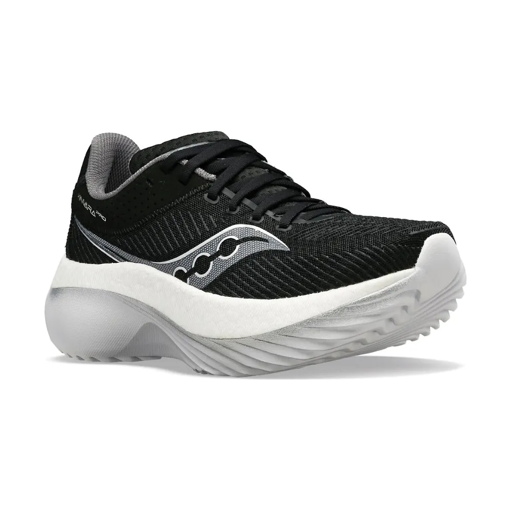 Women's Saucony Kinvara Pro Color: Black | White (WIDE WIDTH)